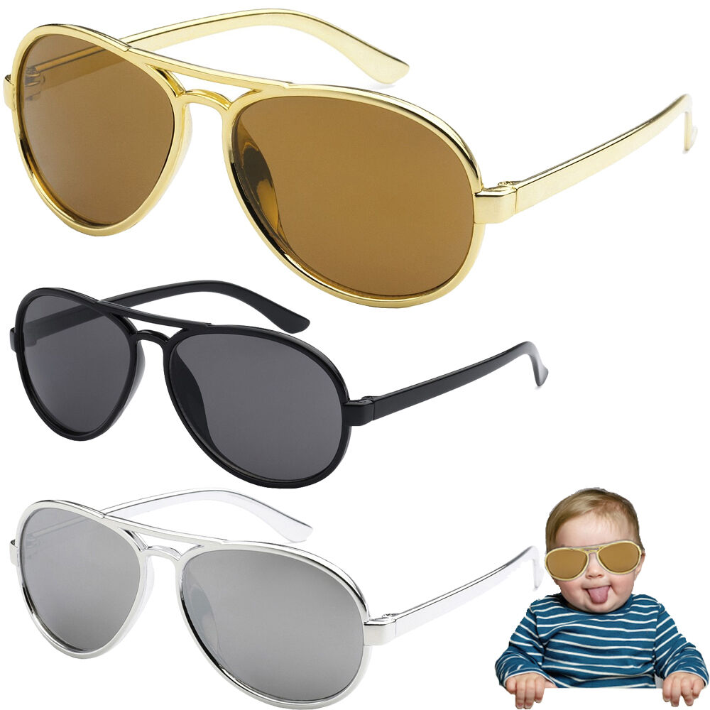 Funny Bro Swag Baby Toddler Boys Top Gun Gold Aviator Sunglasses Ages 0 - 3 Year
