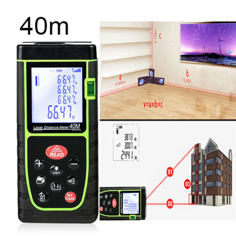 40m Handheld Digital Laser Distance Meter Finder Measure Tape Range Finder Tool